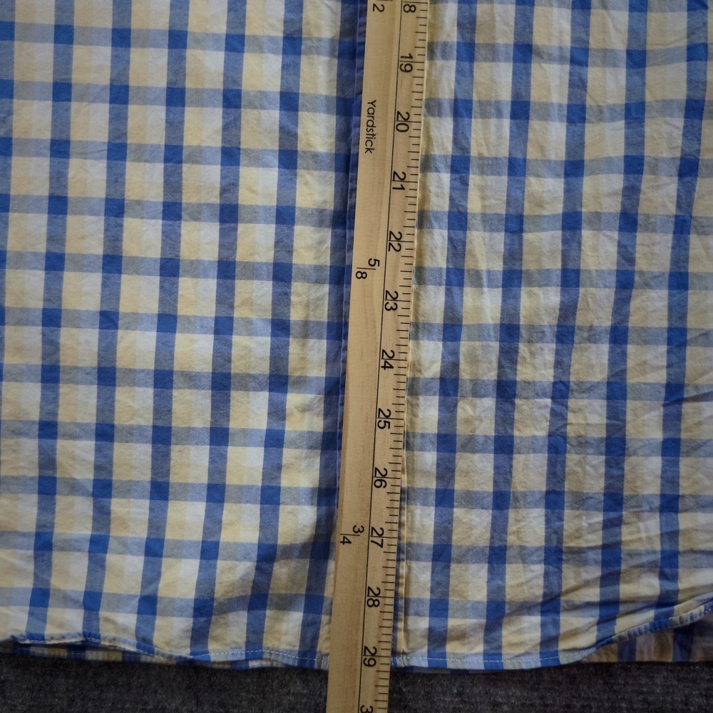 J Crew Flex Washed Shirt XL Slim Untucked Blue Yellow‎ Check Long Sleeve Button - Picture 5 of 8